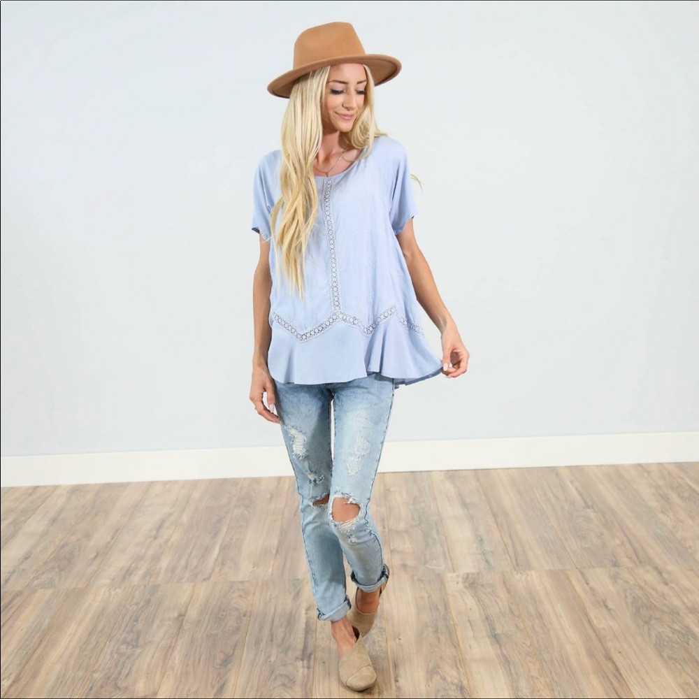 Serenade Top in Dusty Blue by Shop Stevie